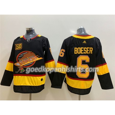 Vancouver Canucks Brock Boeser 6 Flying Skate 50th Anniversary Adidas 2019-2020 Zwart Authentic Shirt - Mannen
